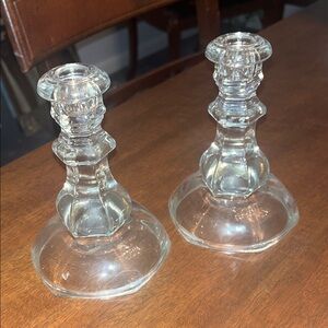 Crystal Clear Glass Candle Holders